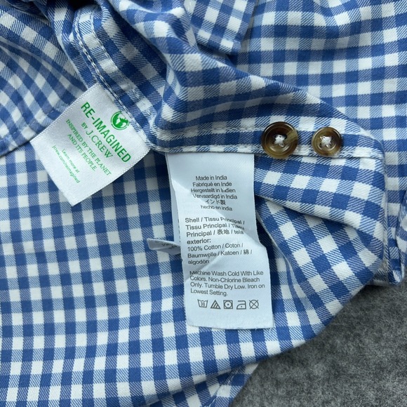 J Crew Shirt Mens Medium Blue Gingham Brushed Twill Flannel Long Sleeve Button - Picture 10 of 12